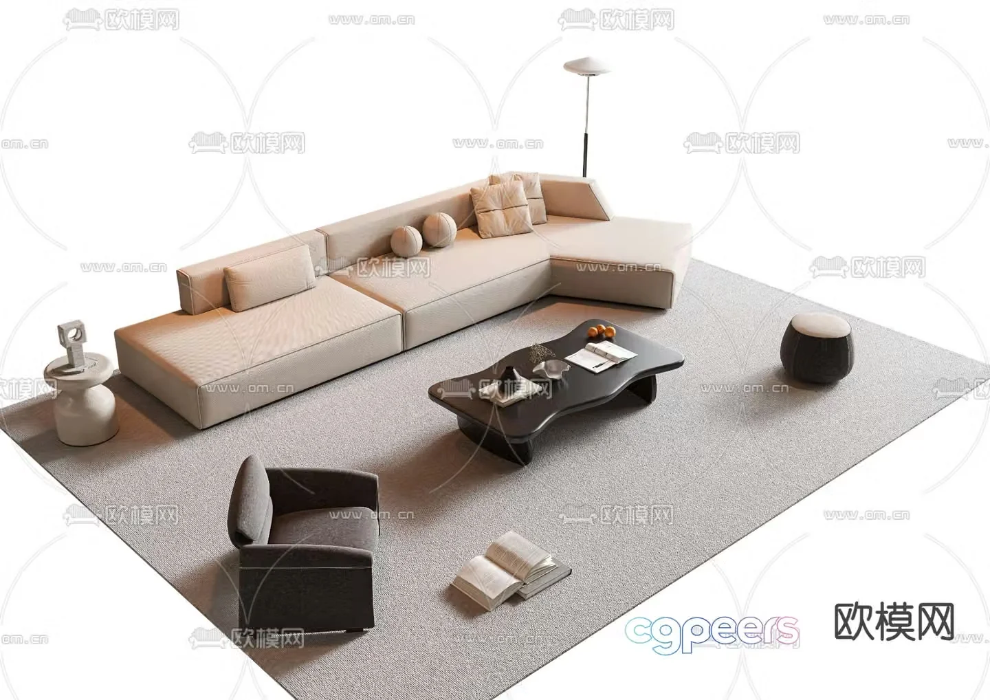 Modern sectional sofa 3d model