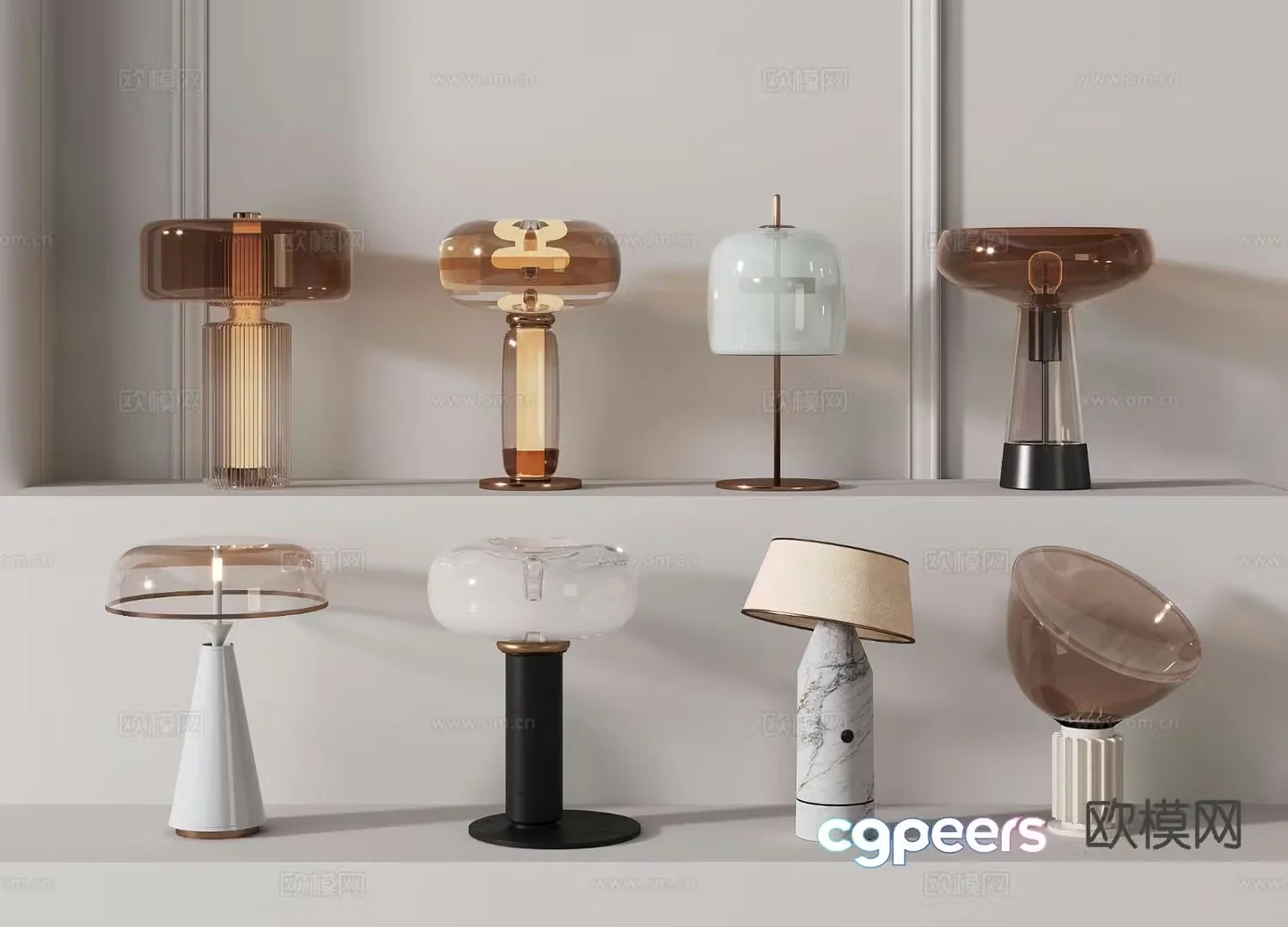 Light luxury glass table lamp 3D model