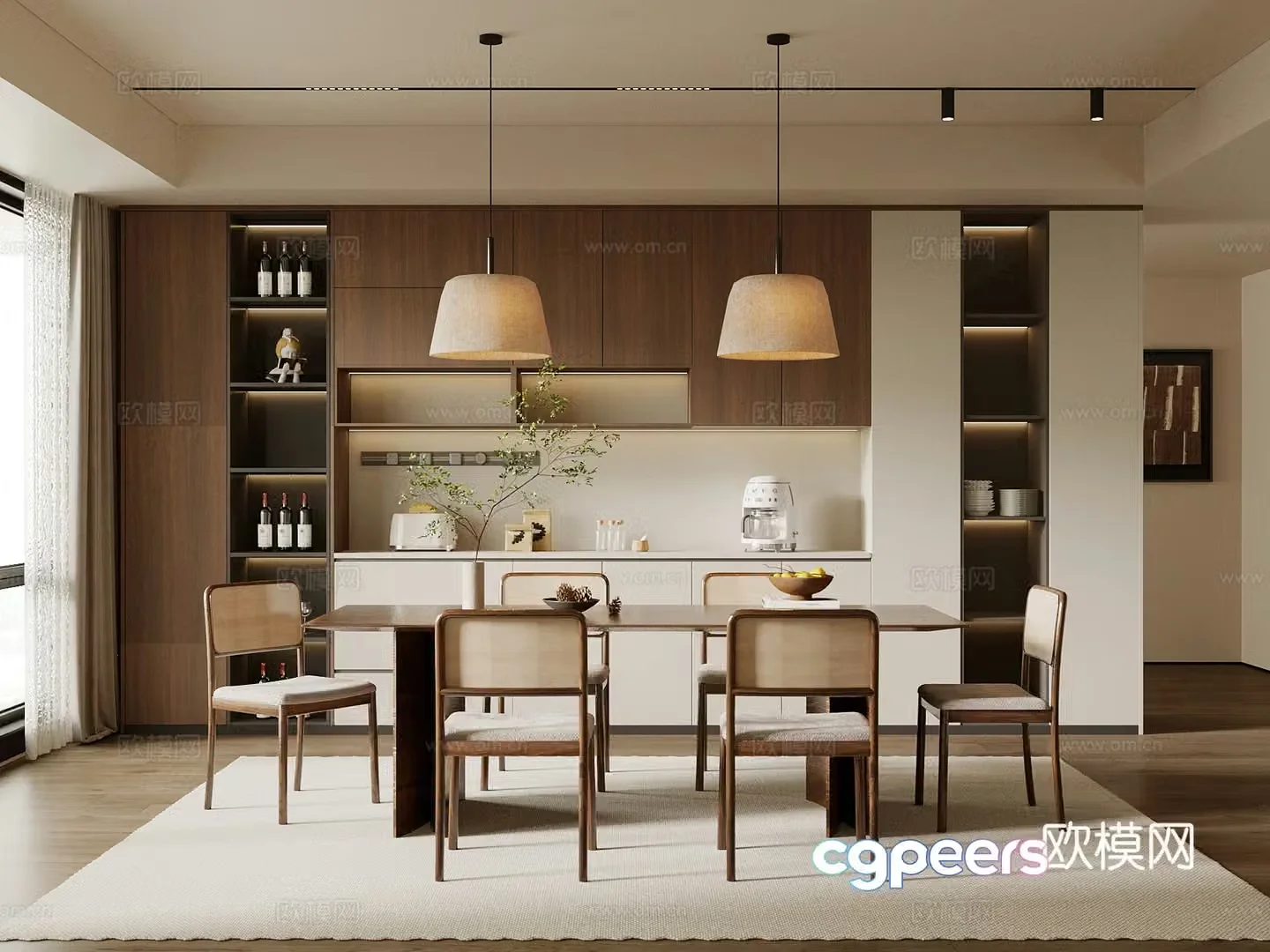New Chinese style home restaurant restaurant dining table and chair 3d model