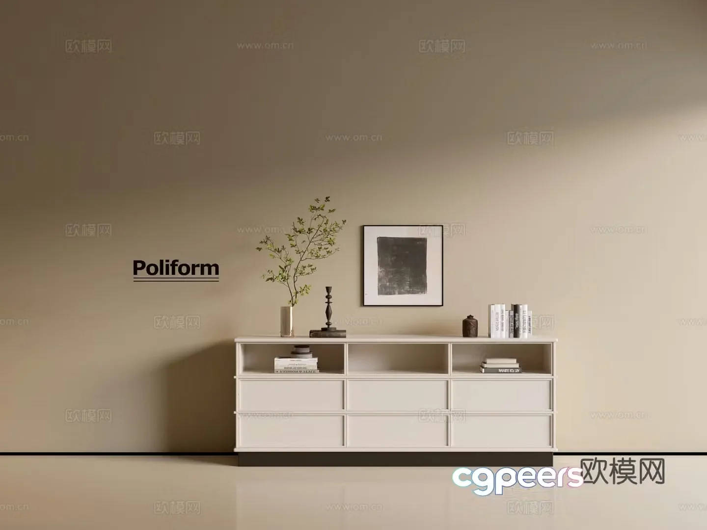 Modern wood grain TV cabinet simple side cabinet chest of drawers low cabinet whole cabinet side cabinet balcony 3D model