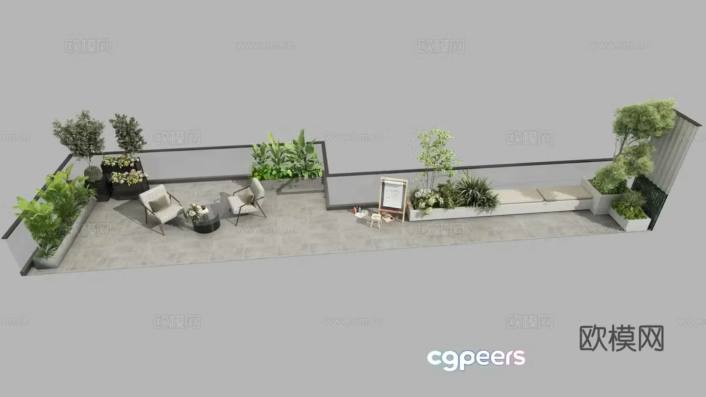 Modern terrace landscape 3d model