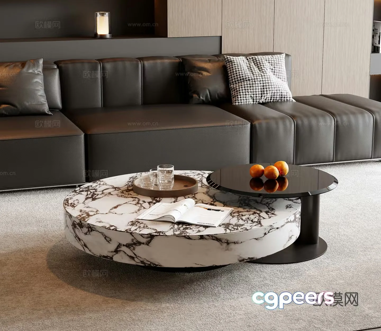 Modern marble round coffee table 3d model