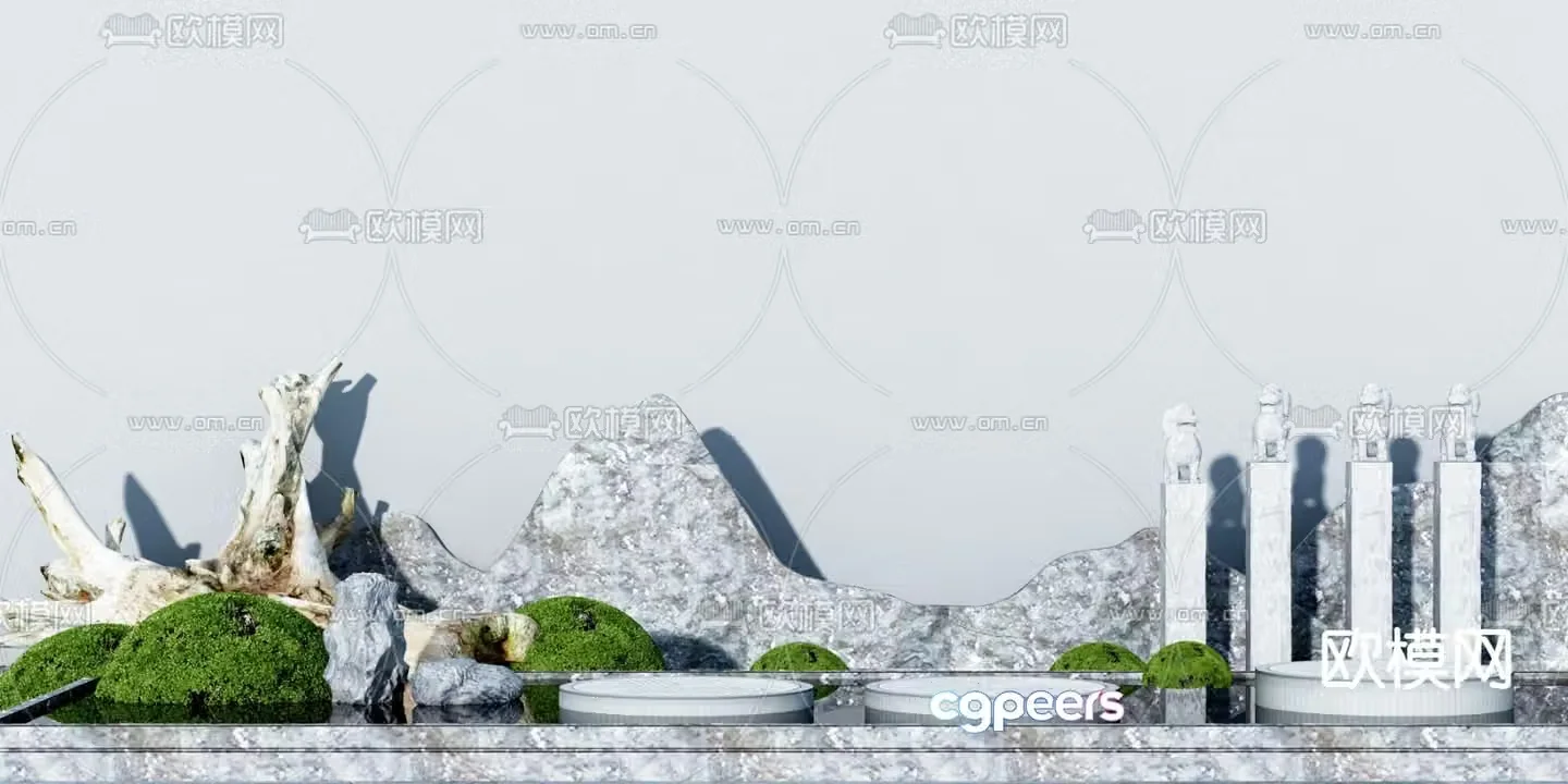 Chinese rockery waterscape landscape stone 3D model