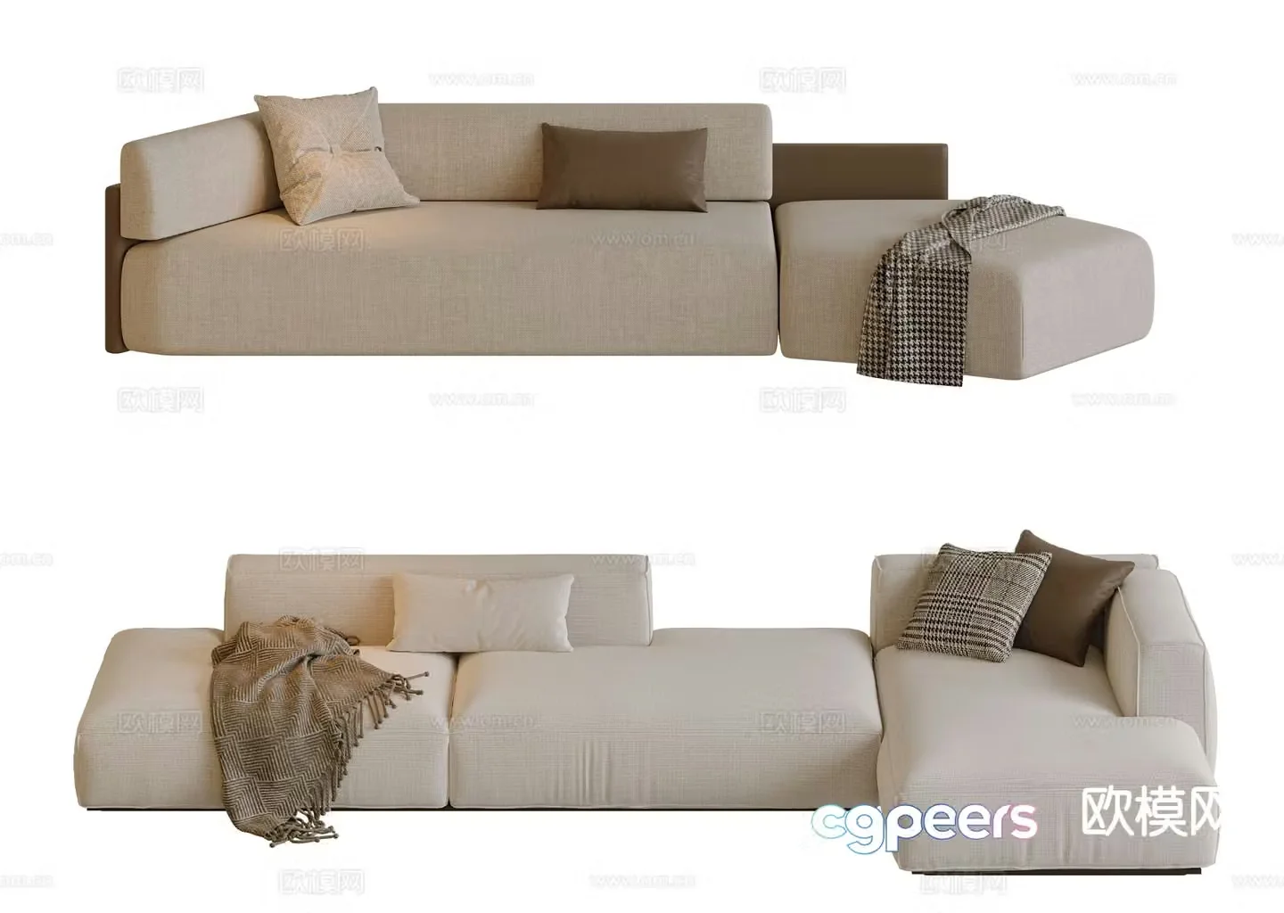 Cream style sofa three person sofa 3d model