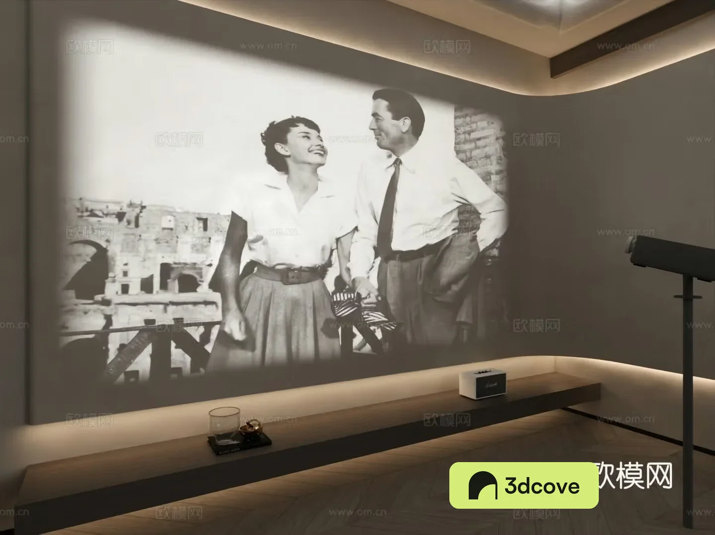 Modern TV background wall projection