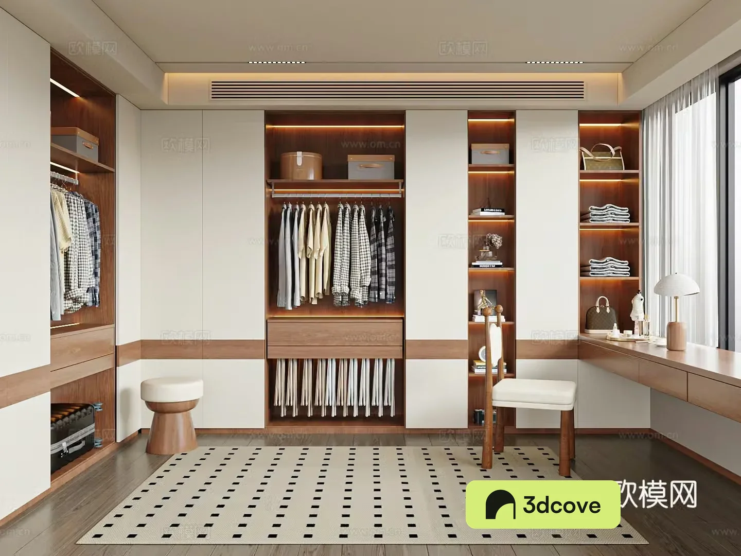 Modern medieval windbreaker wardrobe dressing table integrated