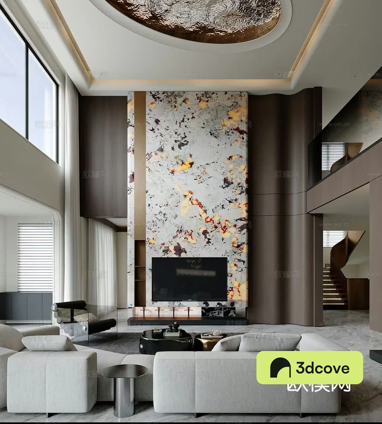 Modern villa living room high ceiling living room