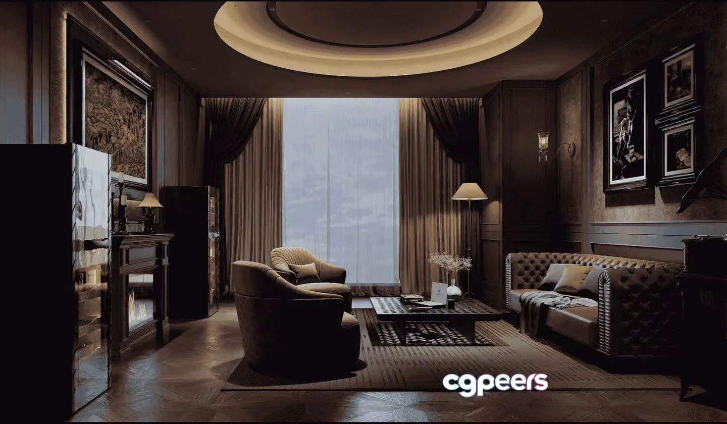 Cozy Living Room 3D Model – 11708 – VRAY Render