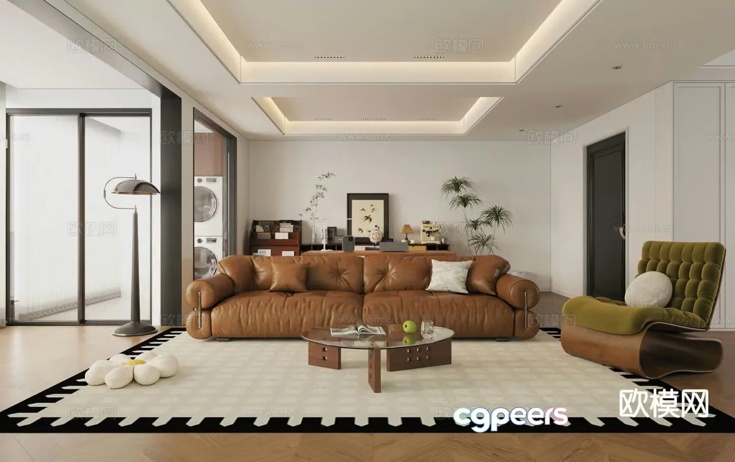 Medieval style living room horizontal hall large flat floor living room 3D model