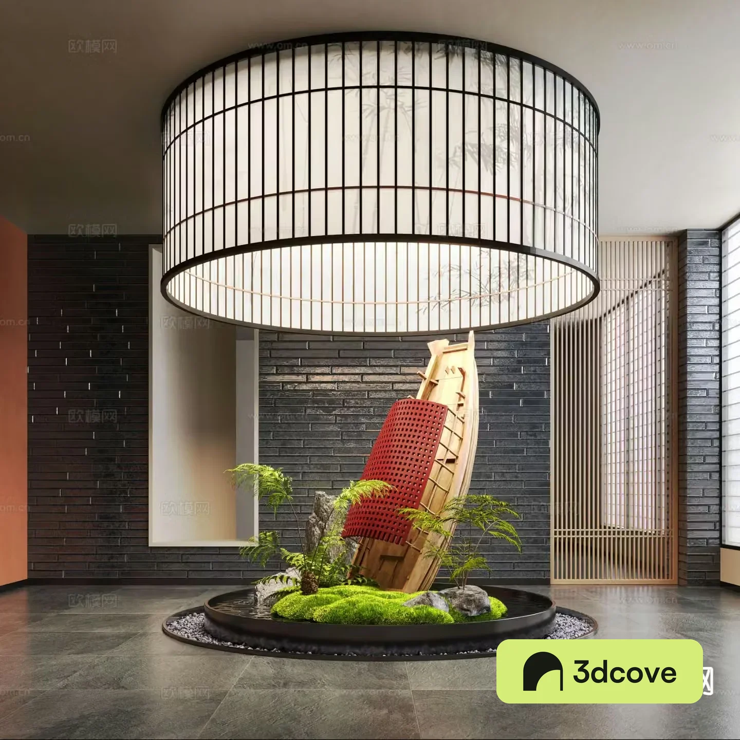 New Chinese style landscaping moss landscape sketch indoor landscaping