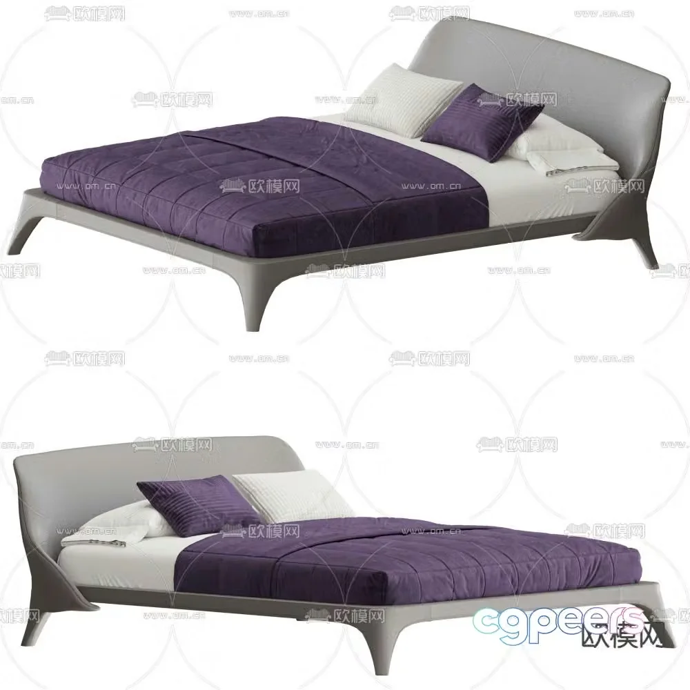Nice modern double bed 3d model