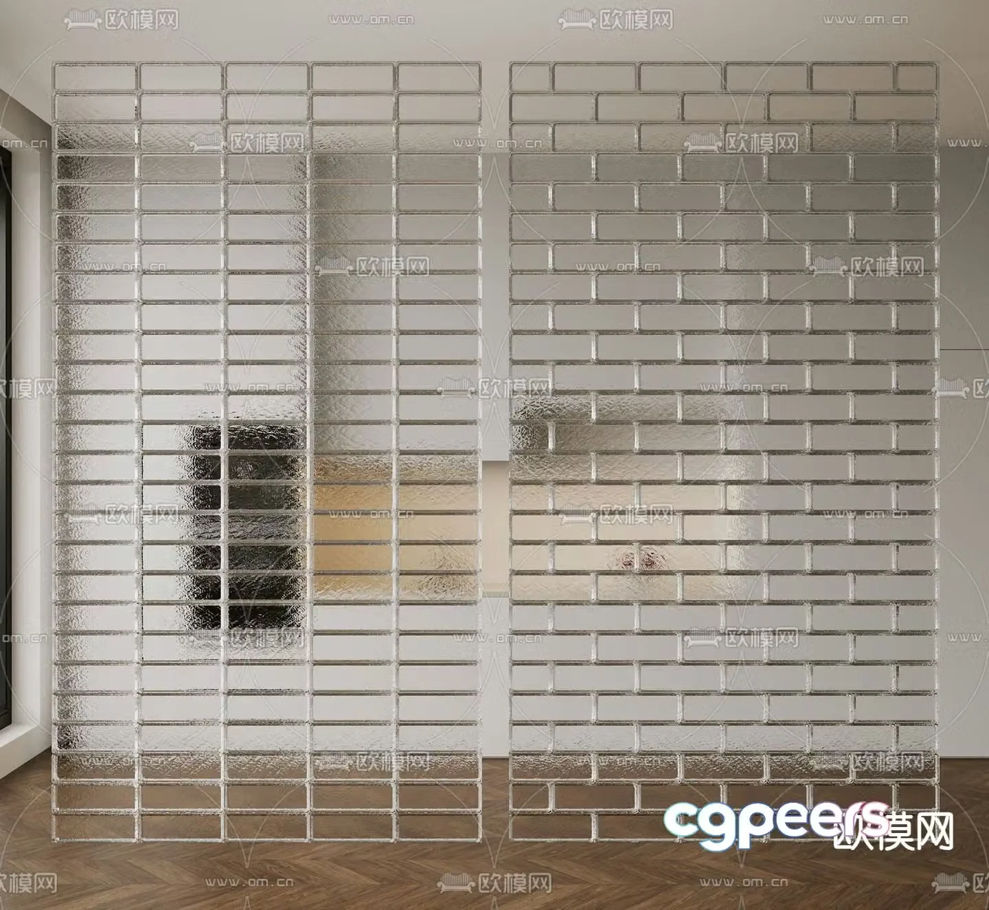 Glass brick partition 3d model