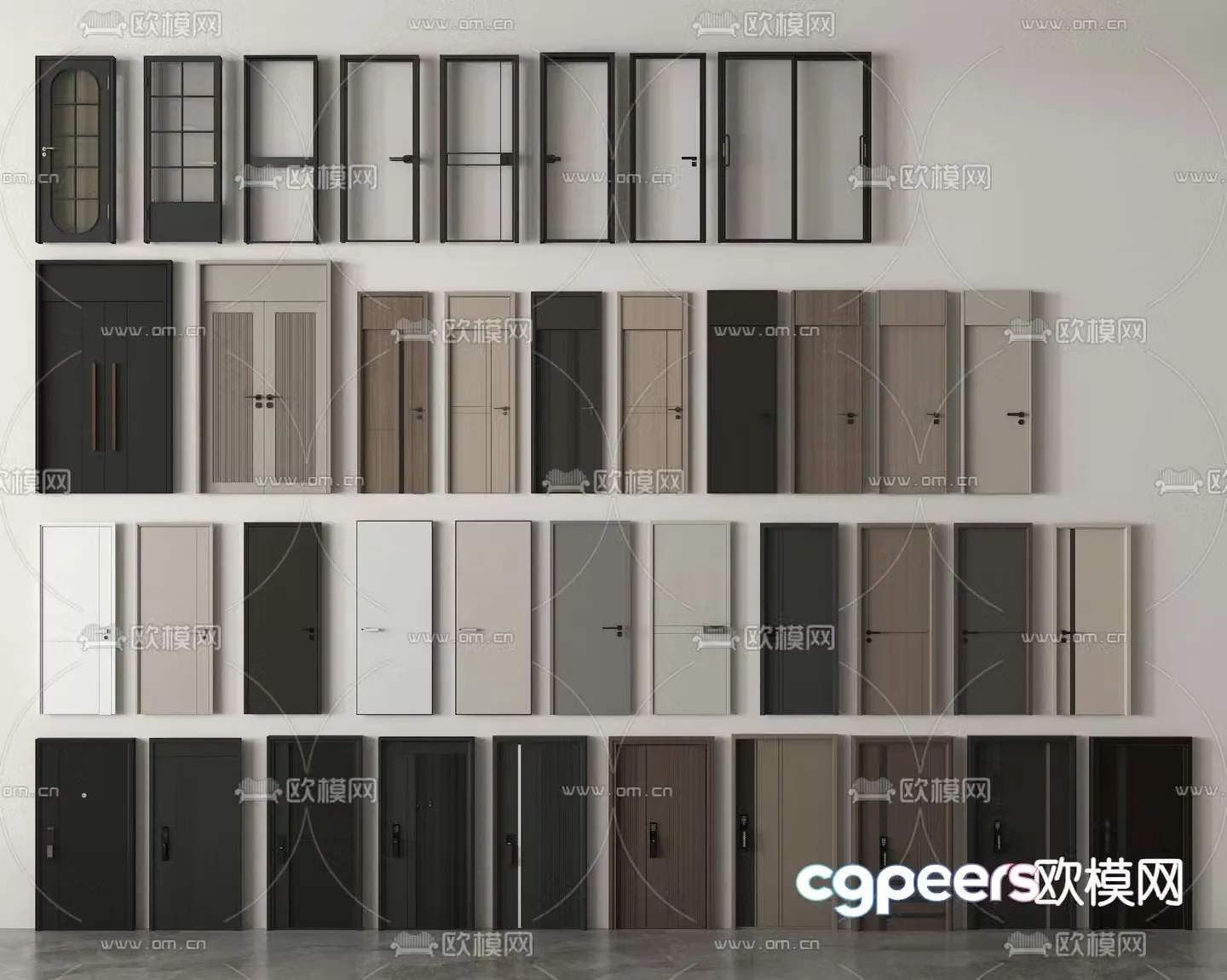 Single door flat door Changhong glass door kitchen and bathroom door double door bedroom door 3D model