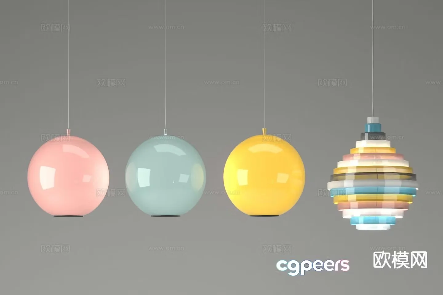 Nordic color chandelier spherical chandelier 3d model