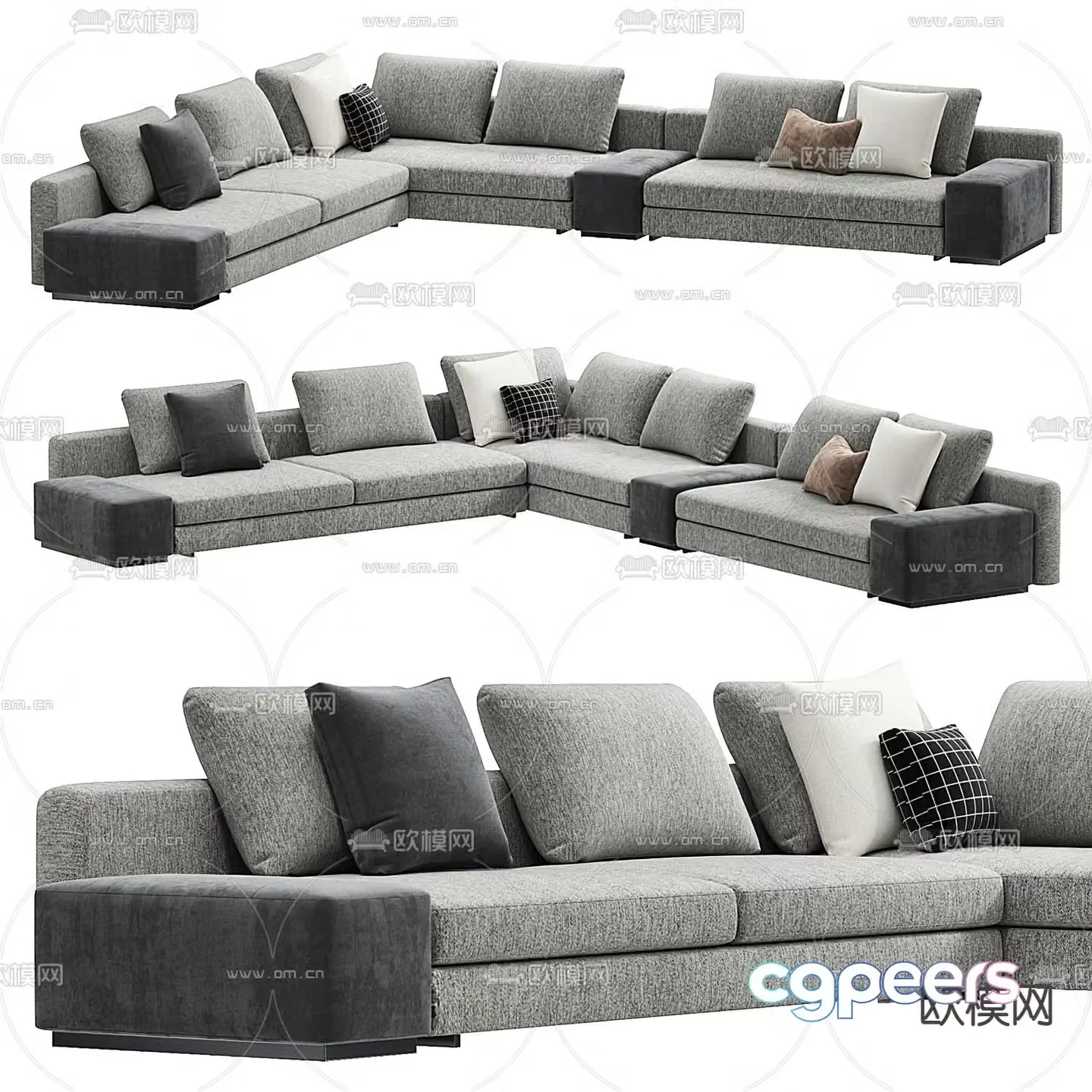 Minotti gray corner sofa 3d model