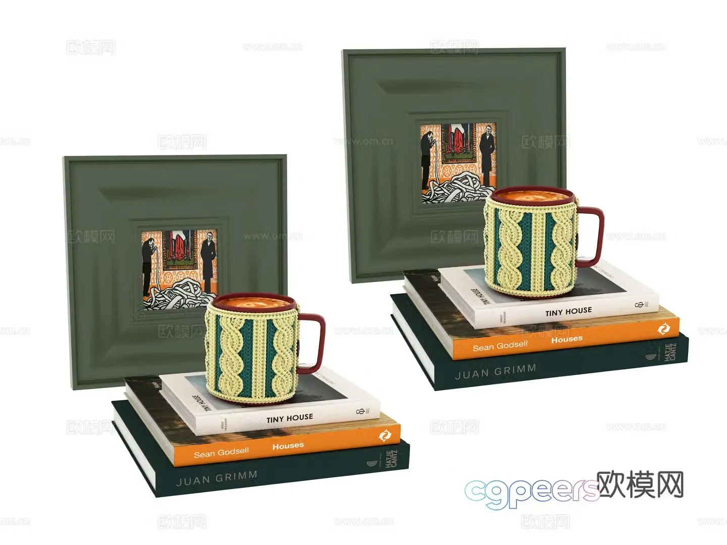 Desktop ornaments Books Coffee cup 3d model