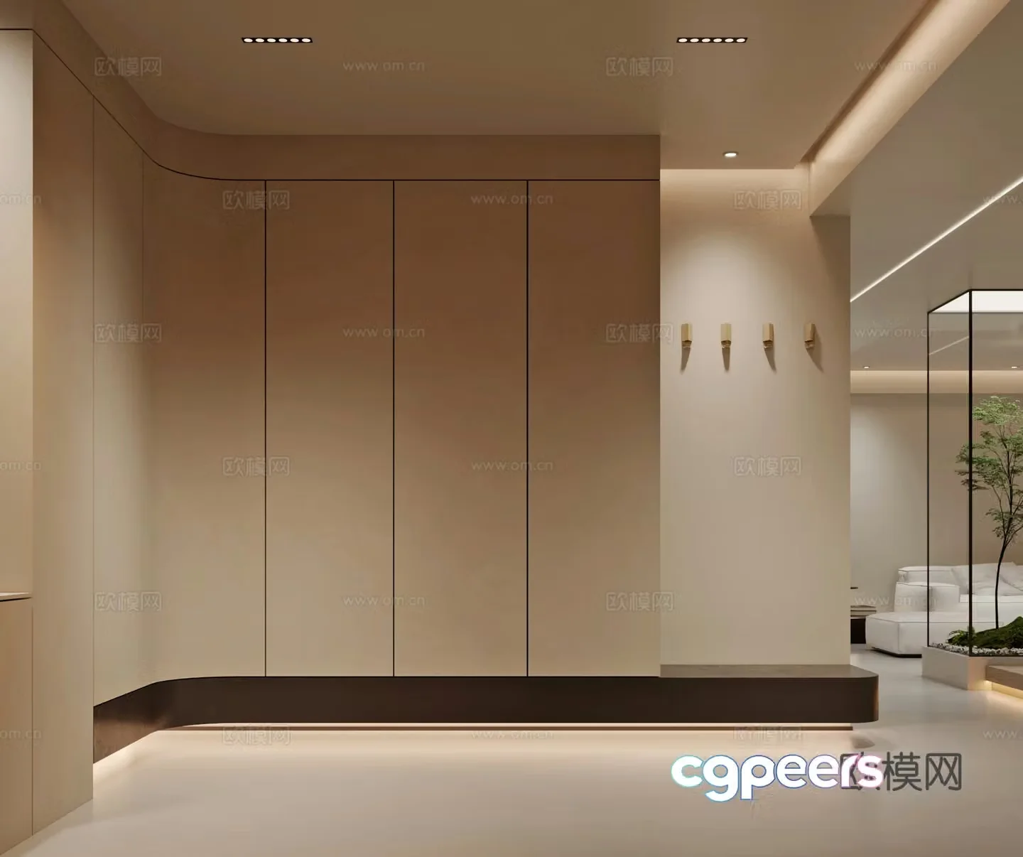 Modern entrance shoe cabinet 3D model