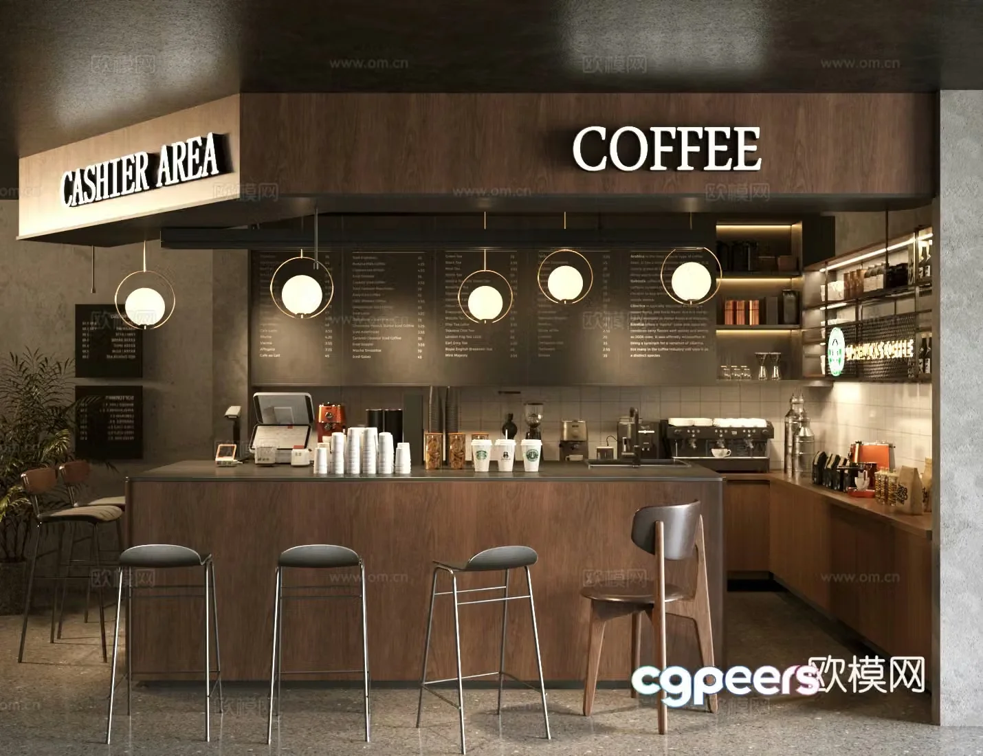 Log Wind Cafe Water Bar Area 3D Model