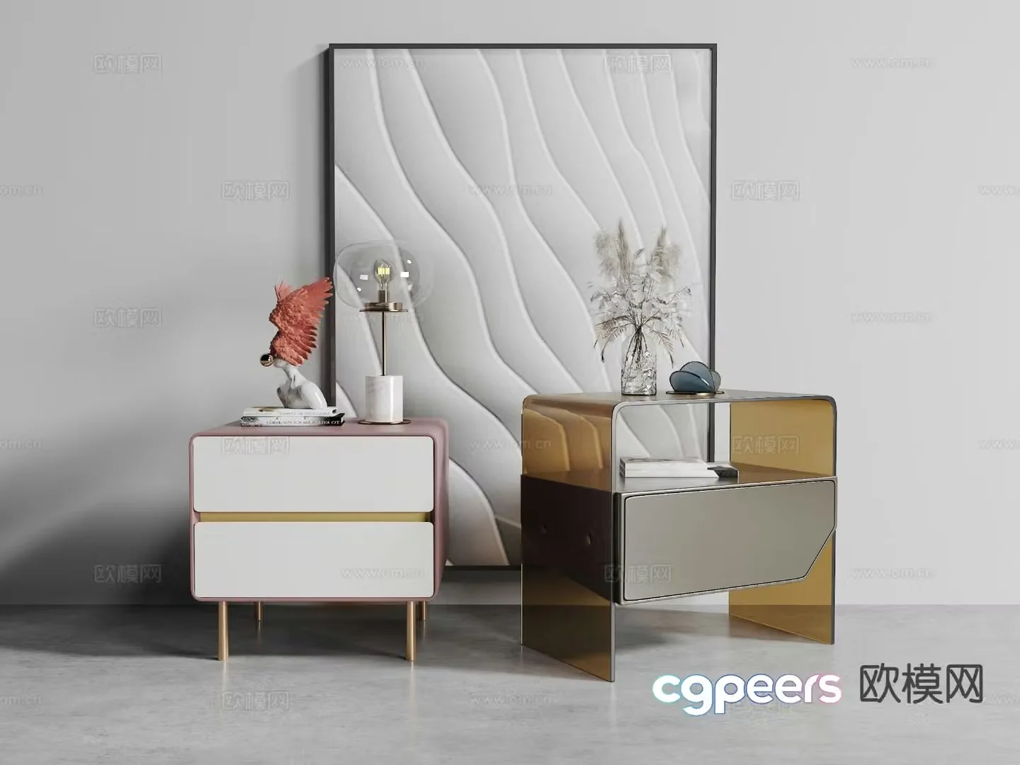 Modern bedside table 3d model
