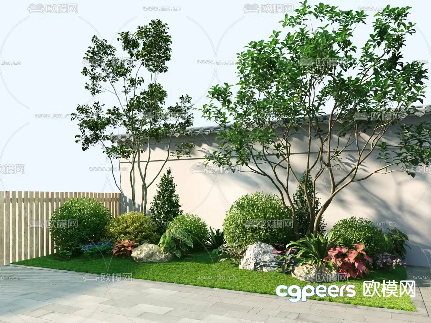 Landscape sketches plant landscaping shrubs landscape wall 3D model