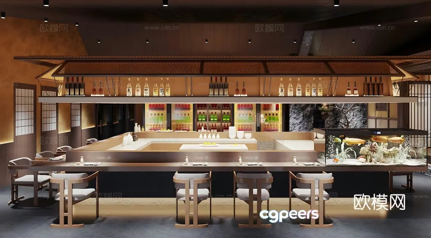 New Medium-style Nikkei Restaurant Sushi Restaurant Izakaya 3D Model