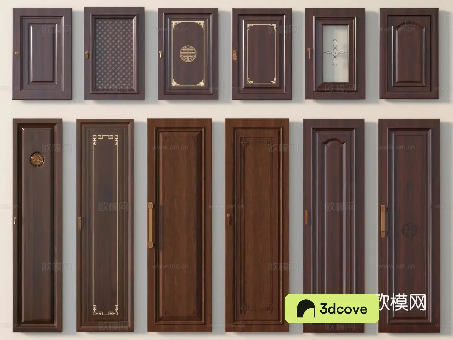 Chinese cabinet door solid wood cabinet door glass cabinet door