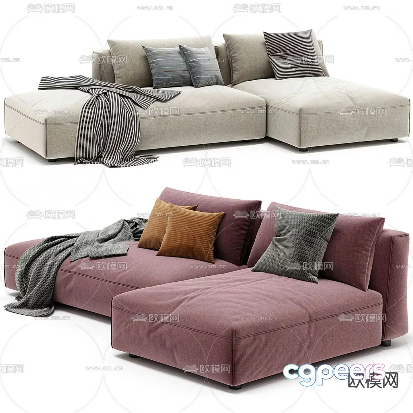 Fabric corner sofa 3d model