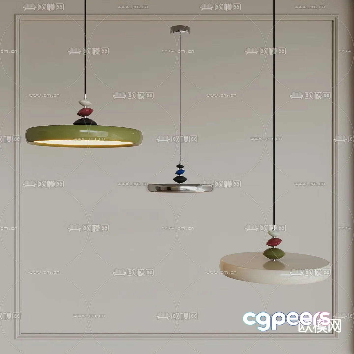 French flying saucer restaurant chandelier lighting 3d model