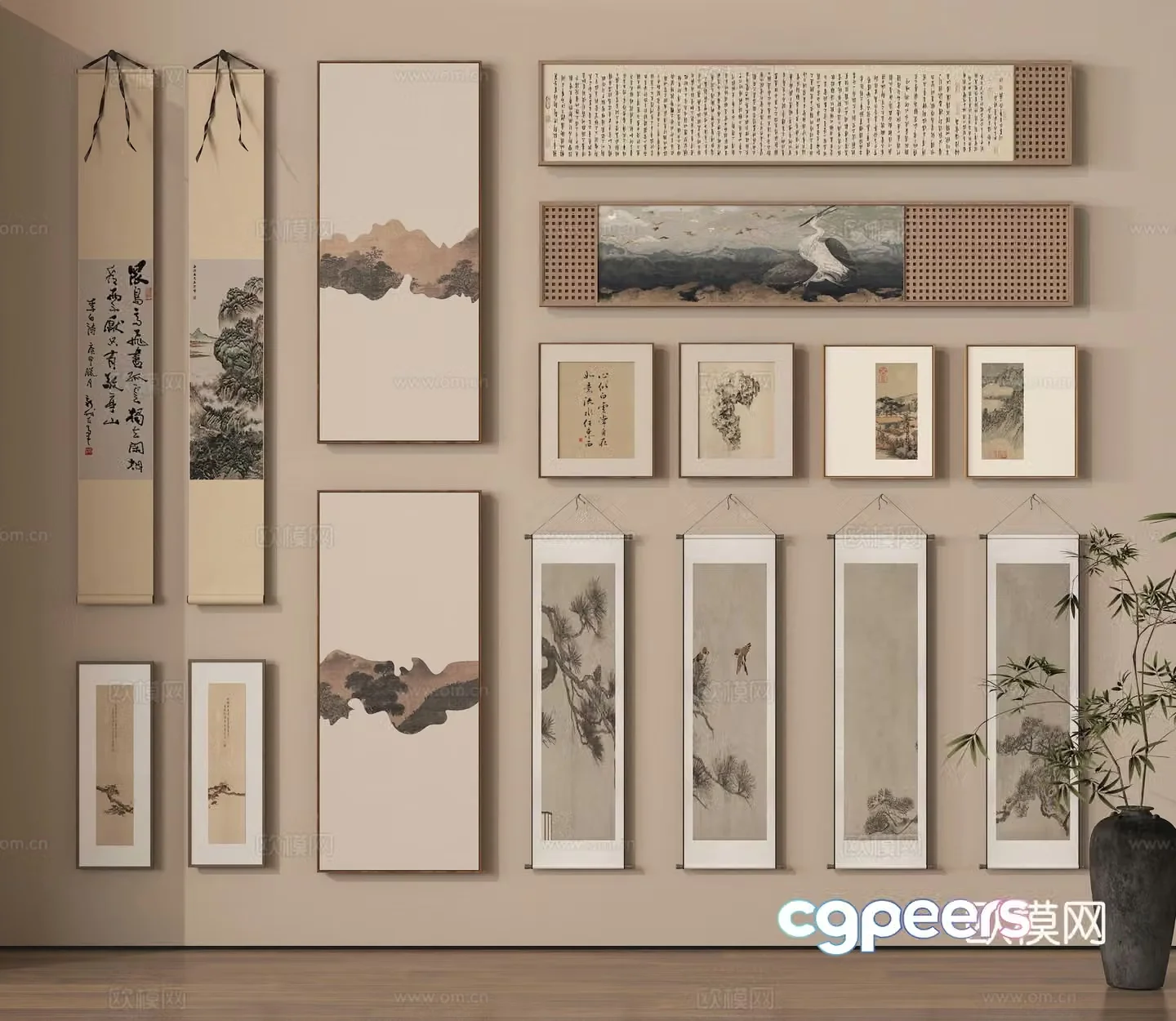 Hanging paintings calligraphy and paintings scroll paintings ink paintings landscape paintings study calligraphy and paintings 3D models
