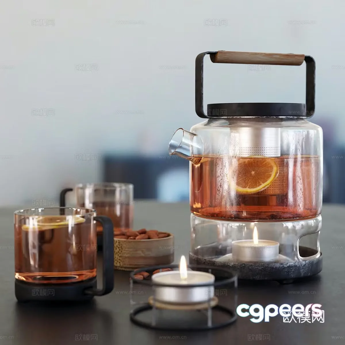 Modern Italian glass tea set 3d model