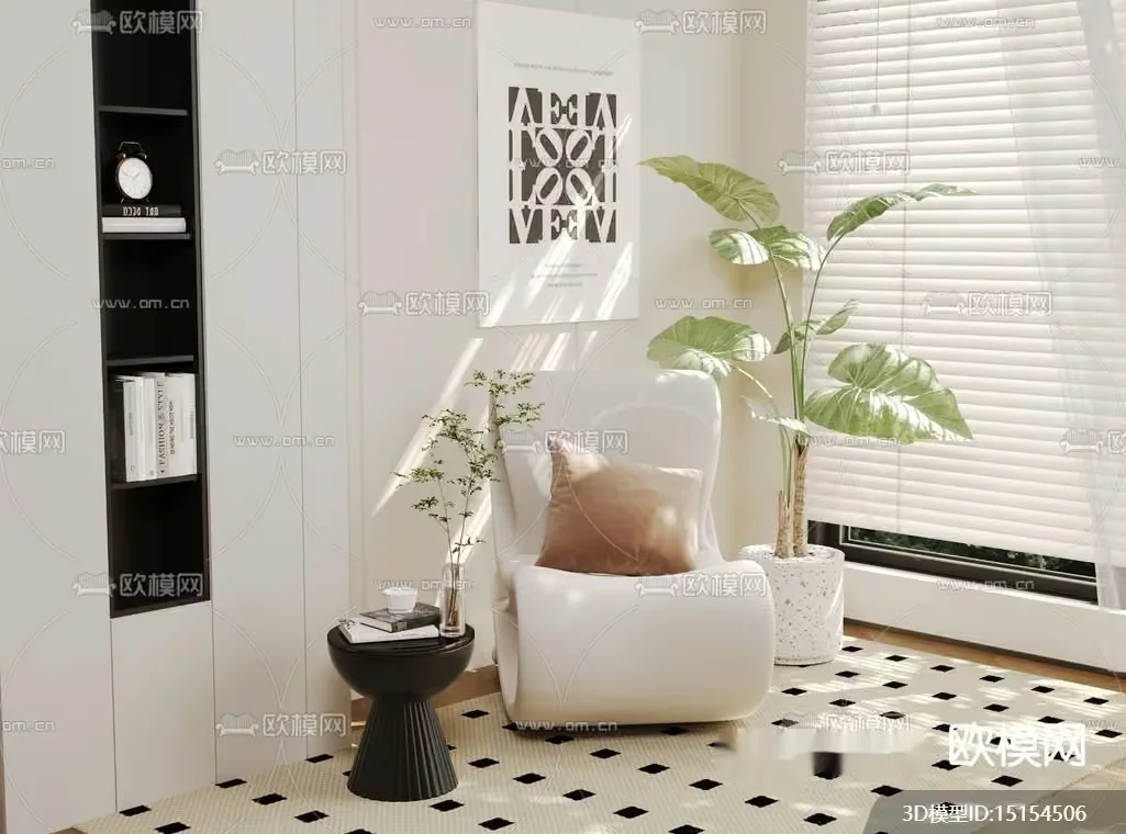 Cozy Reading Nook 3D Model – 1246 – VRAY Render