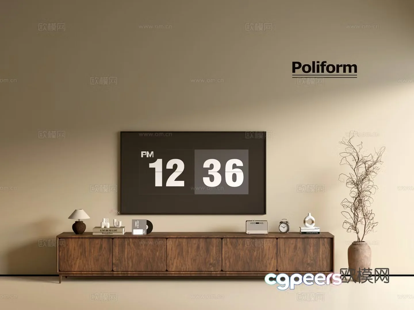 Modern wood grain TV cabinet simple side cabinet chest of drawers low cabinet whole cabinet side cabinet balcony 3D model