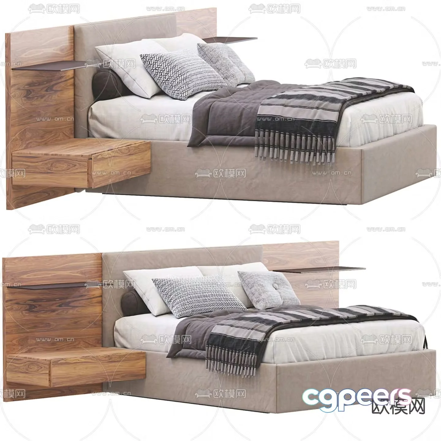 Italian double bed 3d model