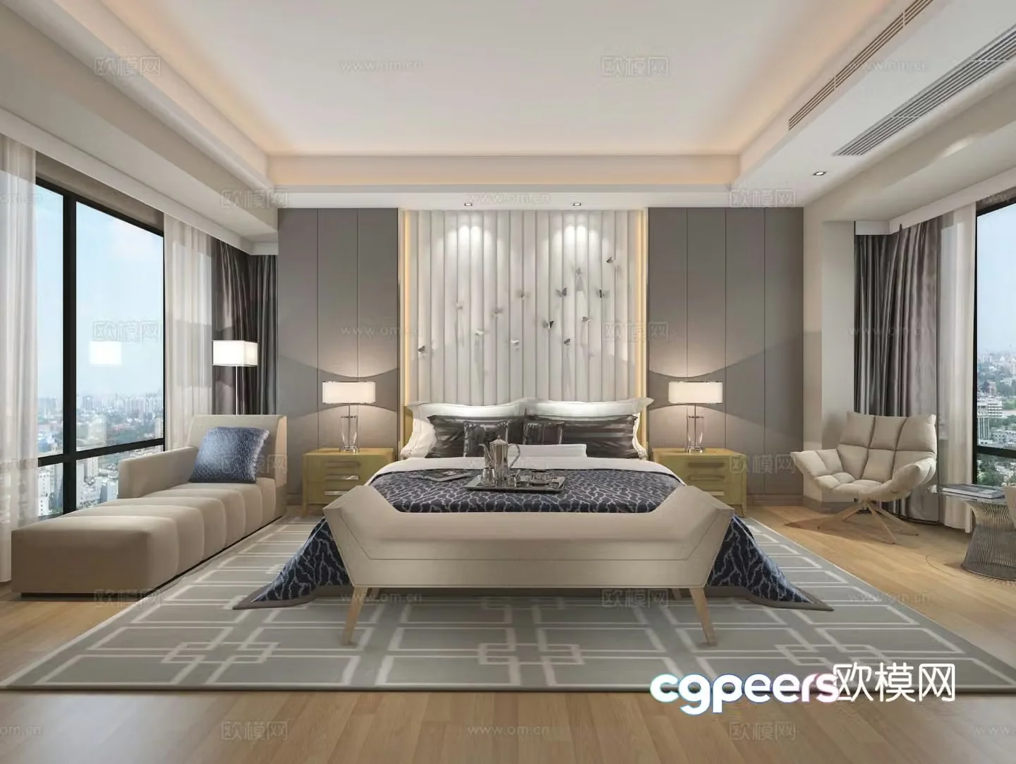 Modern bedroom master bedroom 3d model