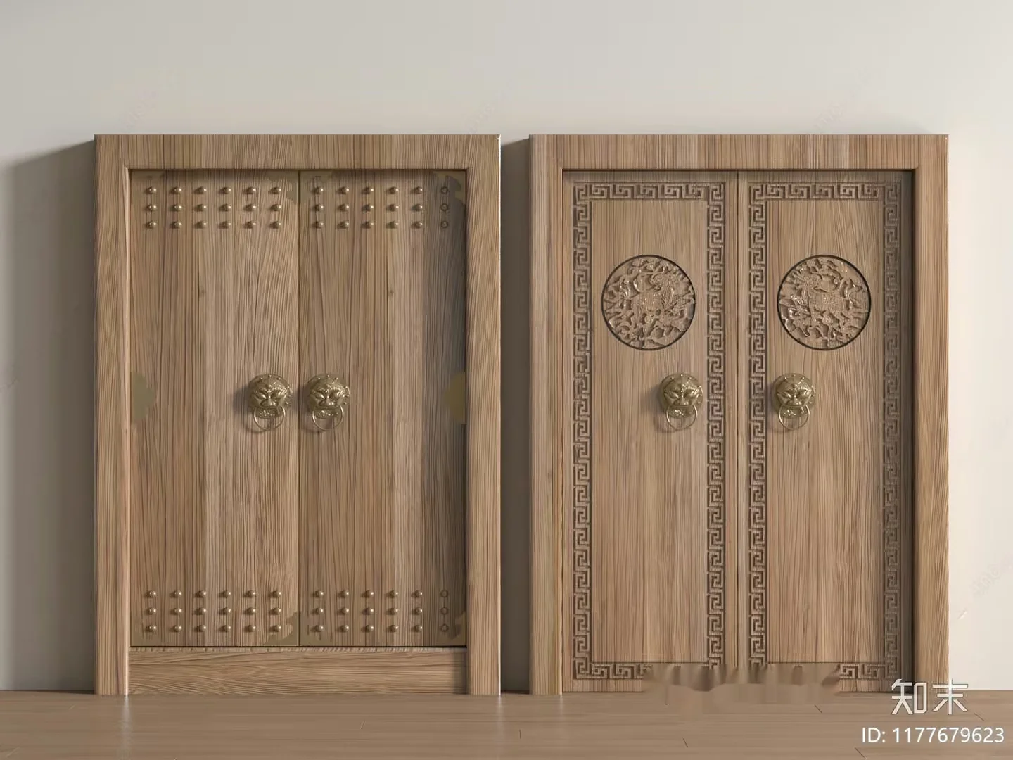 Wooden Decorative Doors 3D Model – 6122 – VRAY Render
