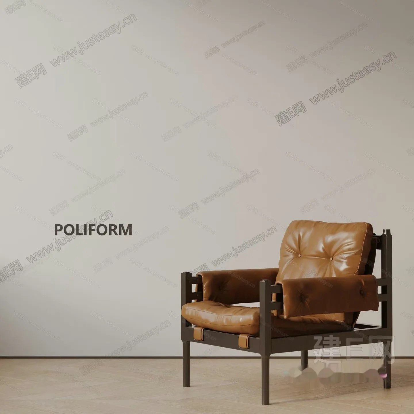 Brown Leather Armchair 3D Model – 15938 – VRAY Render