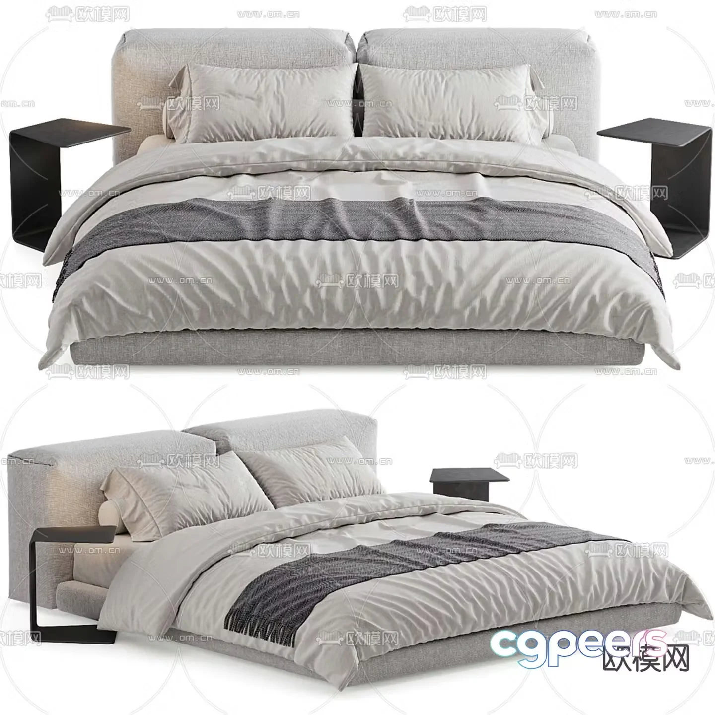 Modern double bed 3d model