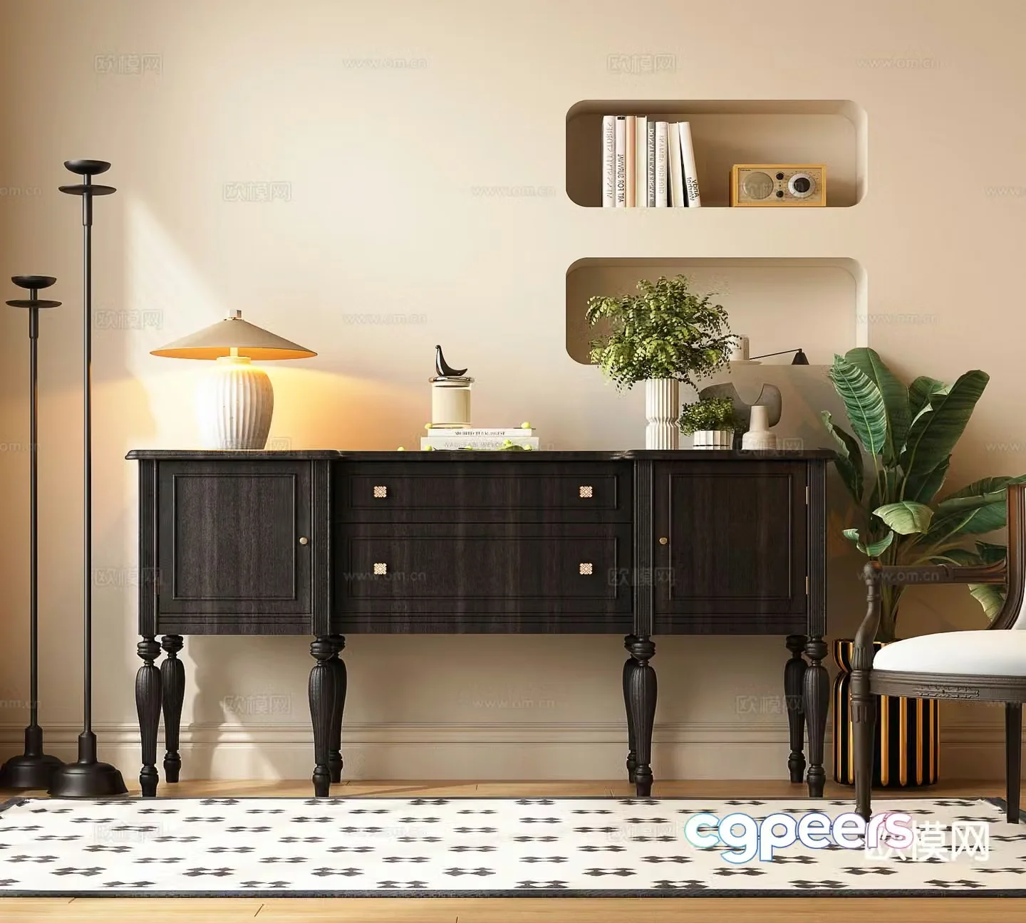 French entrance cabinet 3D model