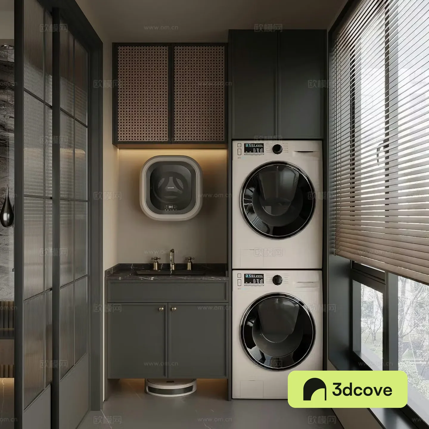 Italian French Washing Cabinet Balcony Cabinet Storage Cabinet