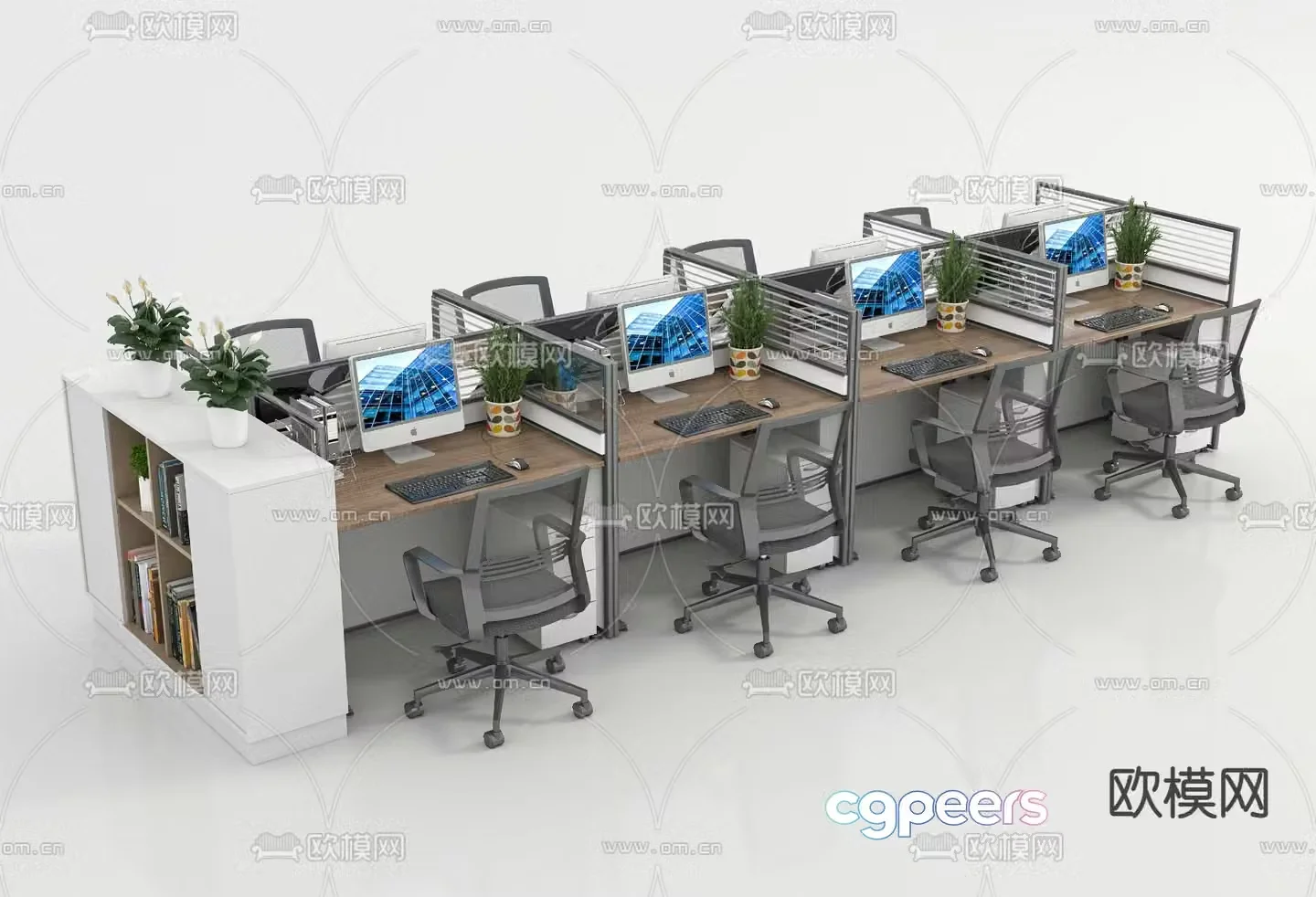 Card space desk workstation 3d model