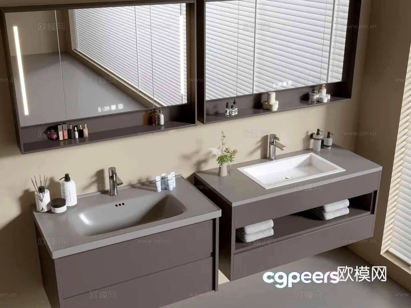 Modern bathroom cabinet bathroom basin bathroom ornaments mirror cabinet sink 3d model