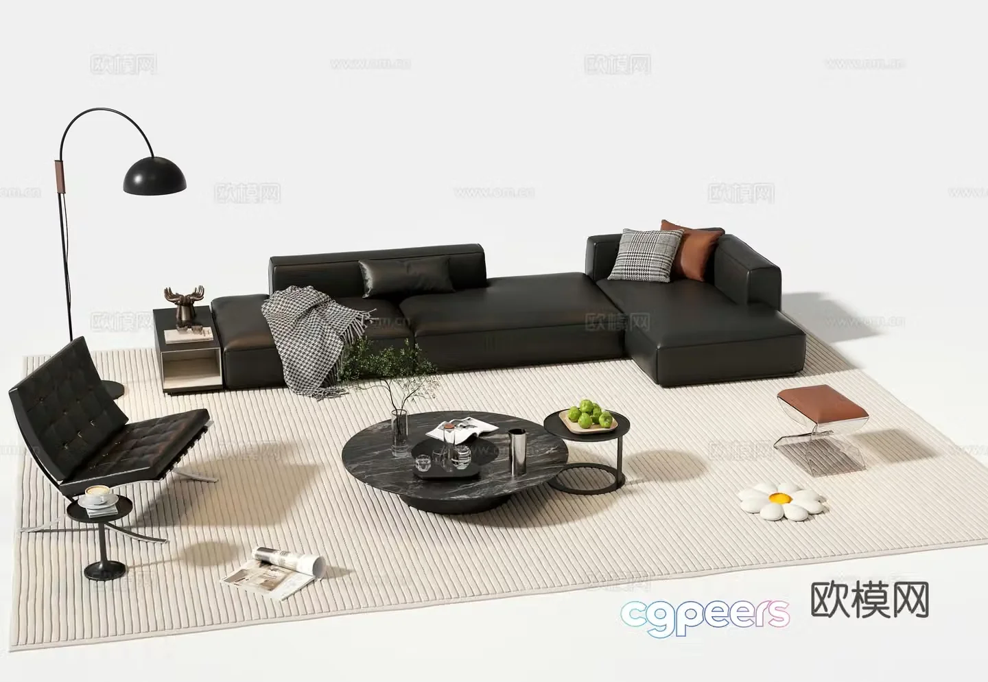 Italian sofa coffee table modular sofa 3d model