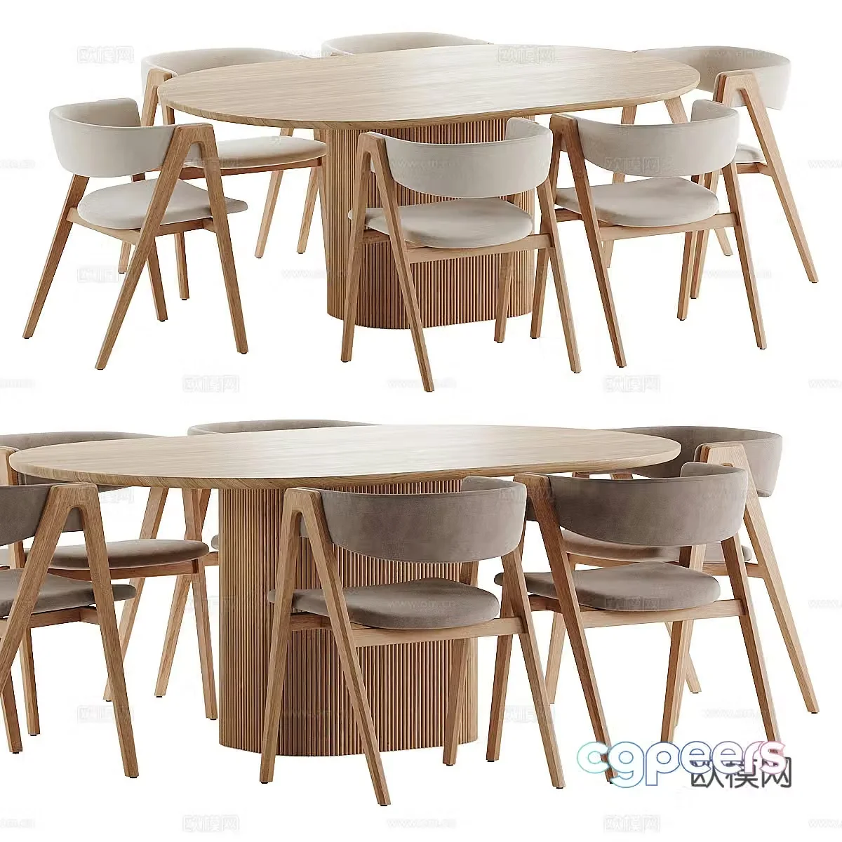New Chinese dining table and chair 3D model