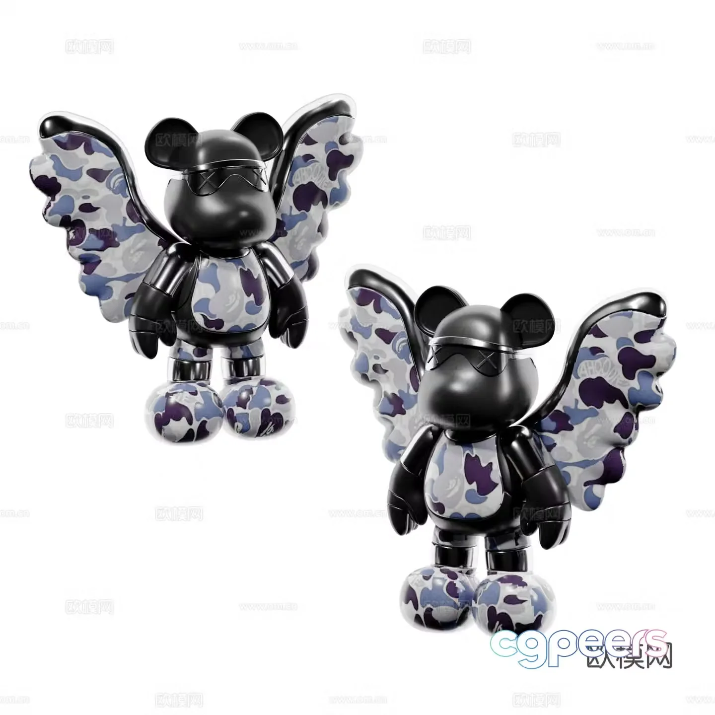 Modern violent bear trendy toy doll sculpture ornaments 3d model