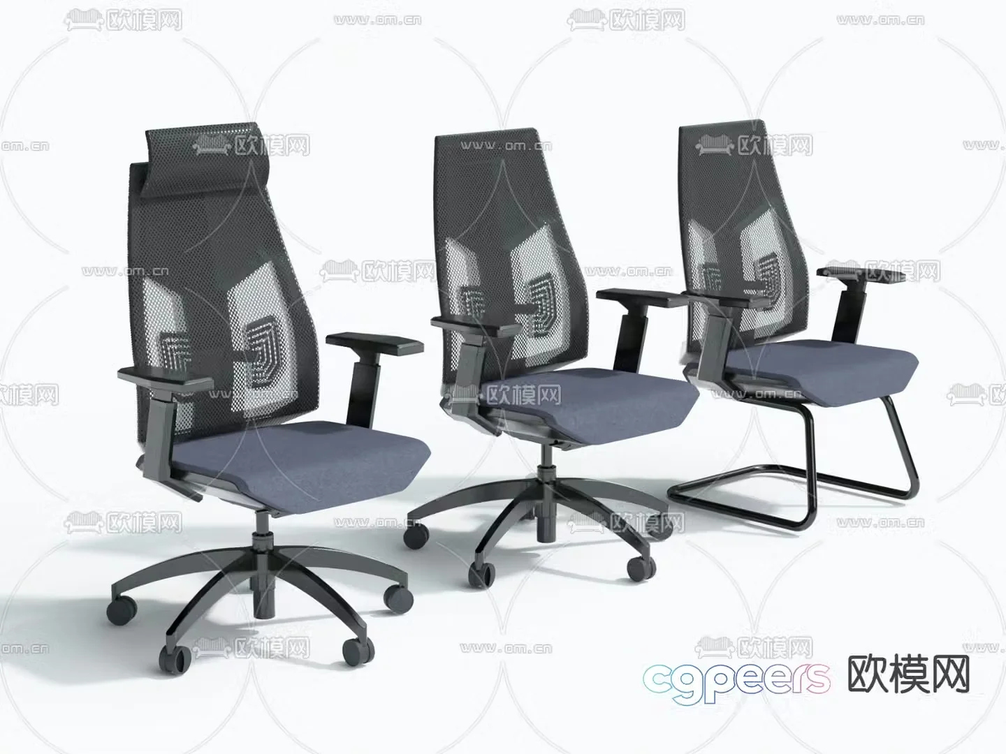 Mesh office chair shift chair staff chair 3D model
