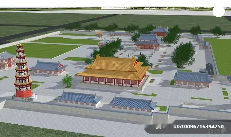 A 3D Rendering Of A Chinese-Style Building Complex 3D Model – 797 – VRAY Render