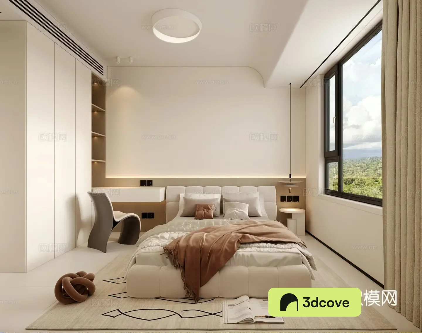 Modern log style bedroom