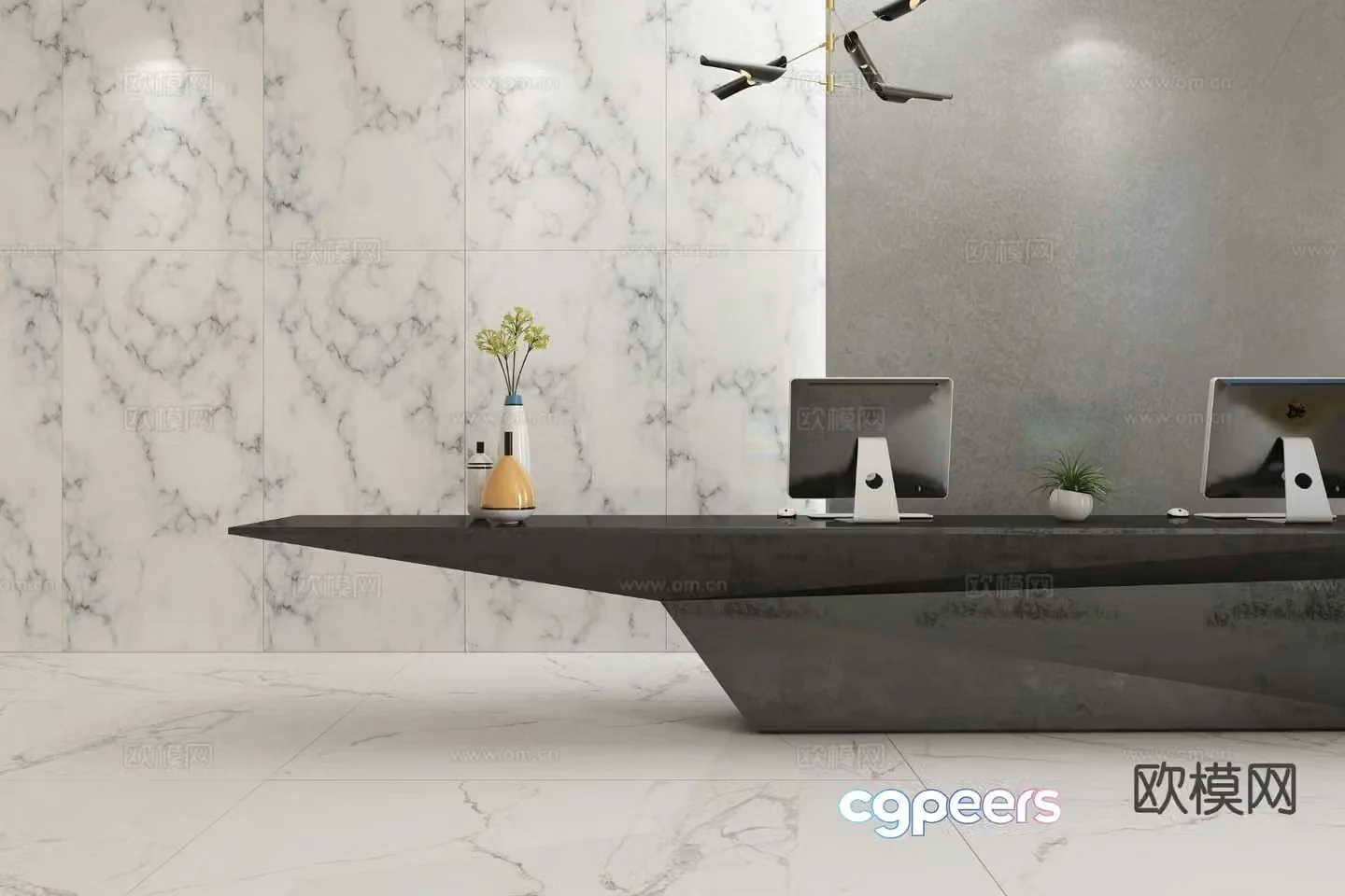 Modern front desk reception desk service desk 3d model
