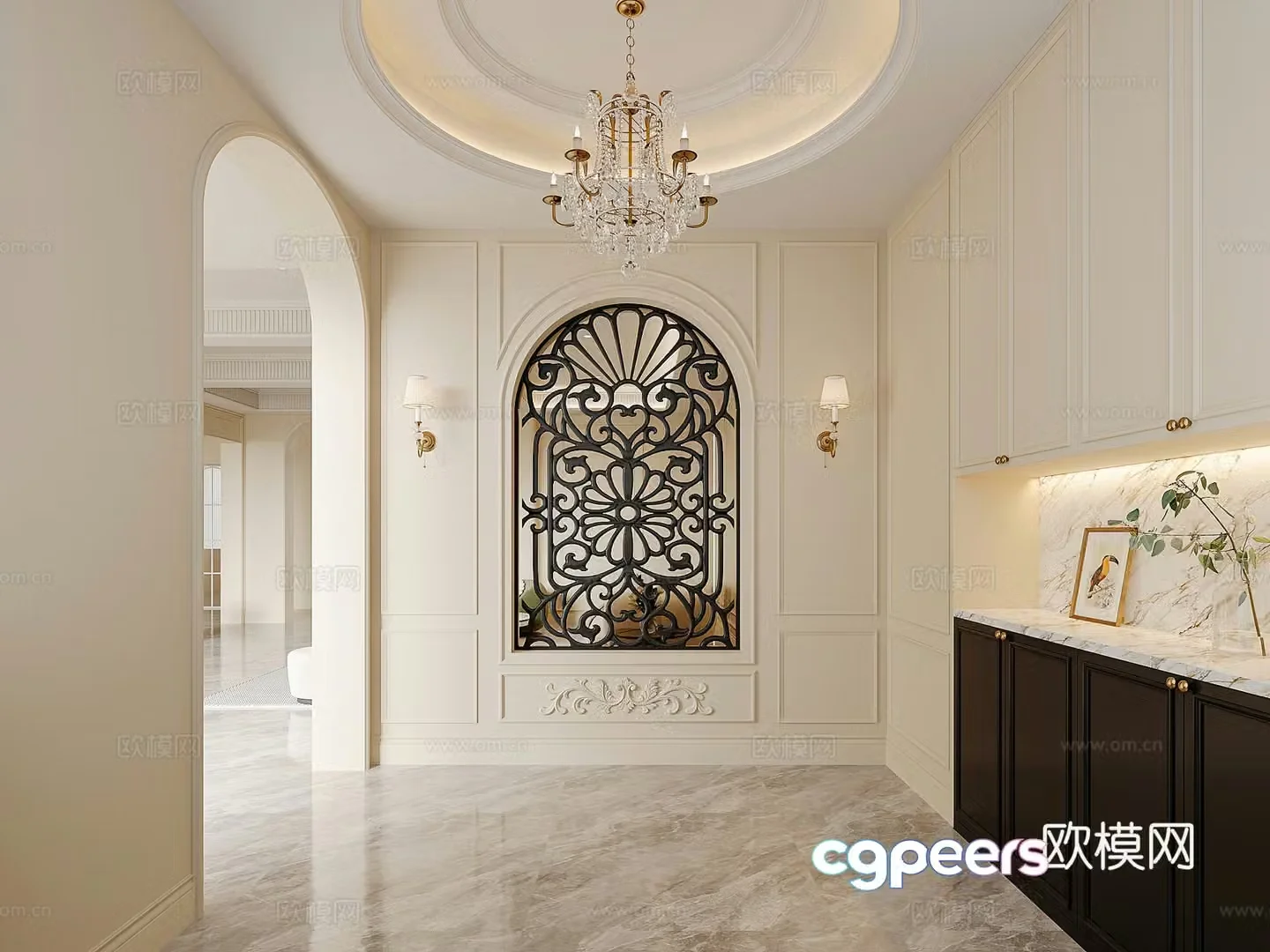 French entrance French living room 3D model