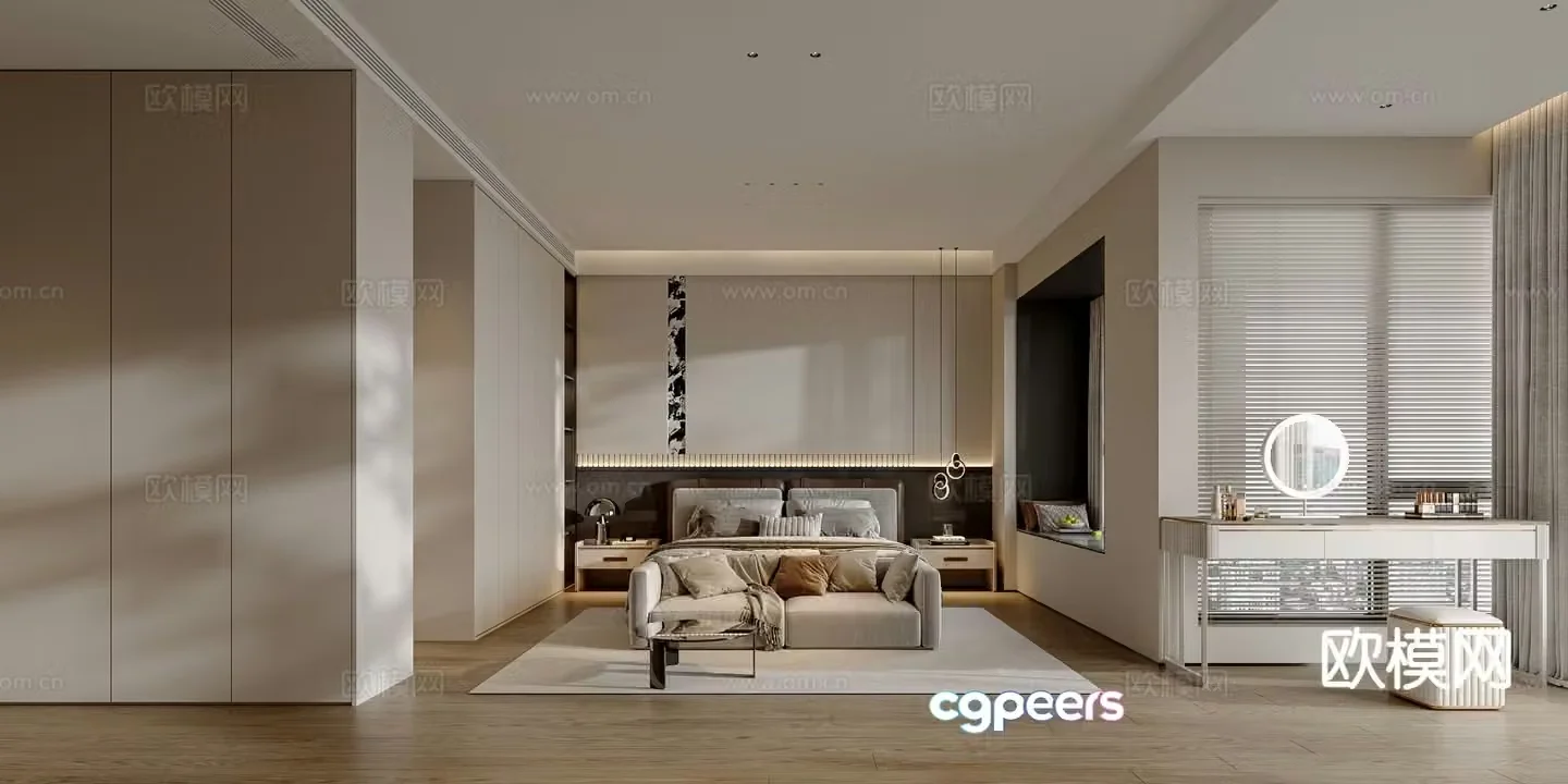 Light luxury bedroom master bedroom 3d model